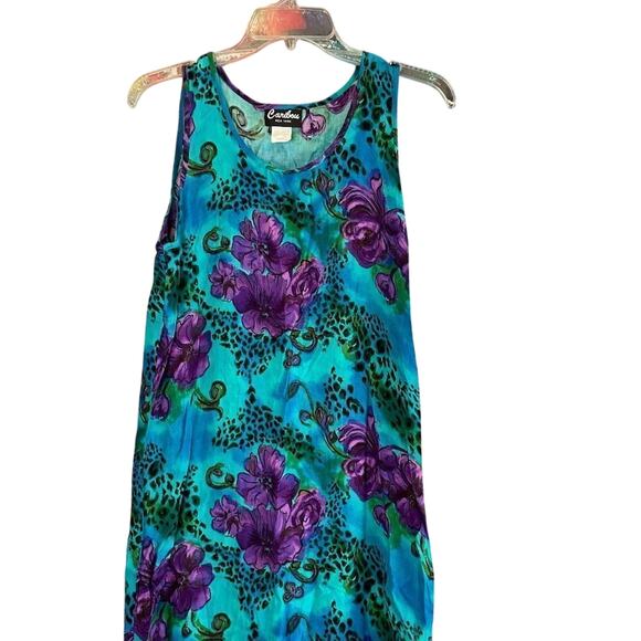 Vintage 90's Caribou New York  Floral Sleeveless Dress Size Small Made in USA - Picture 7 of 10